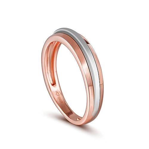 Jeulia Zweifarbig Eheringe Sterling Silber Paarringe Set für Herren Frauen Bowknot Rundschliff Partnerringe Trauringe Stapelbarer 0.19 ct Anniversary Damen Schmuck mit Geschenk box (Herren, 52（16.5）) von Jeulia