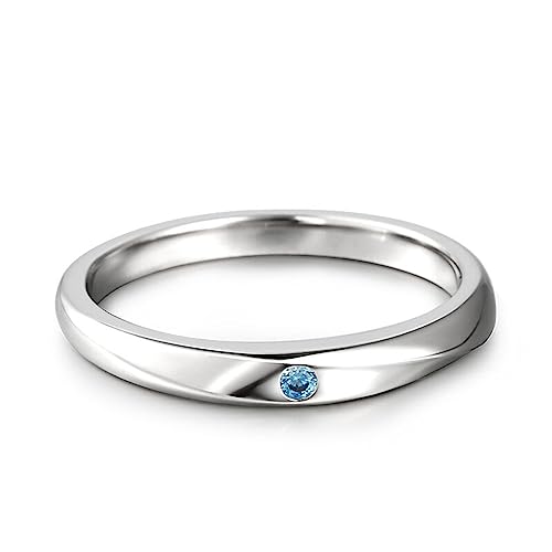 Sterling Silber Ring für Frauen Herren: Rundschliff Blauer Diamant Zirkonia Eternity Hochzeitsringe Stapelbarer Paaring Partnerringe Jahrestag Anniversary Schmuck Geschenk (63（20.2）, Herren) von Jeulia