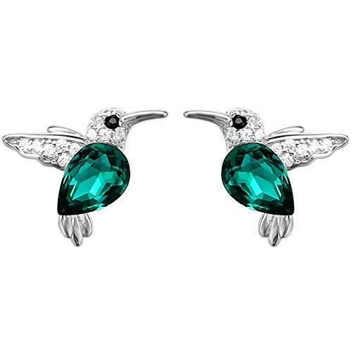 Jewboo 925 Sterling Silber Kolibri-Ohrstecker Blau Zirkonia Ohrringe für Frauen Schmuck Geschenk Silber von Jewboo