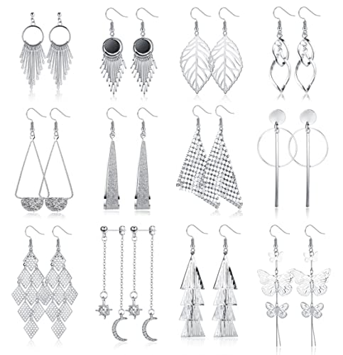 JeweBella 12 Paar Ohrringe Hängend für Damen Mädchen Hypoallergene Modeschmuck Große Ohrringe Set Welle Blatt Quasten Boho Knorpel Ohrhänger Tropfen Ohrringe Lang Hängend Frauen JeweBella 12 Paar Ohrringe Hängend für Damen Mädchen Hypoallergene Modeschmuck Große Ohrringe Set Welle Blatt Quasten Boho Knorpel Ohrhänger Tropfen Ohrringe Lang Hängend Frauen von JeweBella
