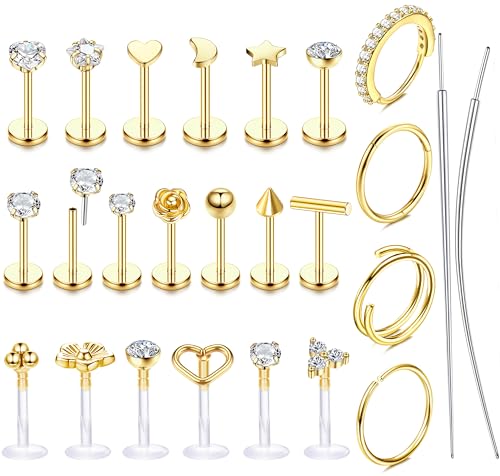 JeweBella 20G Nasenpiercing Chirurgenstahl Tragus Helix Piercing Gold/Silber Labret Piercing Nasenpiercing Ring Studs Septum Lippenpiercing Piercing Ohr Conch Medusa Piercing Set 6/8/10MM JeweBella 20G Nasenpiercing Chirurgenstahl Tragus Helix Piercing Gold/Silber Labret Piercing Nasenpiercing Ring Studs Septum Lippenpiercing Piercing Ohr Conch Medusa Piercing Set 6/8/10MM von JeweBella