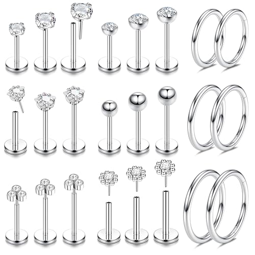 JeweBella 20G Nasenpiercing Chirurgenstahl Tragus Helix Piercing Gold/Silber Labret Piercing Nasenpiercing Ring Studs Septum Lippenpiercing Piercing Ohr Conch Medusa Piercing Set 6/8/10MM JeweBella 20G Nasenpiercing Chirurgenstahl Tragus Helix Piercing Gold/Silber Labret Piercing Nasenpiercing Ring Studs Septum Lippenpiercing Piercing Ohr Conch Medusa Piercing Set 6/8/10MM von JeweBella