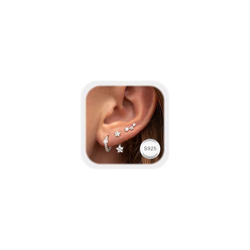 JeweBella 3 Paar Ohrringe Silber 925 Set für Damen Hypoallergen 14K Vergoldet Kleine Ohrstecker Silber 925 Creolen Stapelbar Zirkonia FlatBack Ohrstecker Knorpel Ohrringe Set für Mehrere Piercings JeweBella 3 Paar Ohrringe Silber 925 Set für Damen Hypoallergen 14K Vergoldet Kleine Ohrstecker Silber 925 Creolen Stapelbar Zirkonia FlatBack Ohrstecker Knorpel Ohrringe Set für Mehrere Piercings von JeweBella