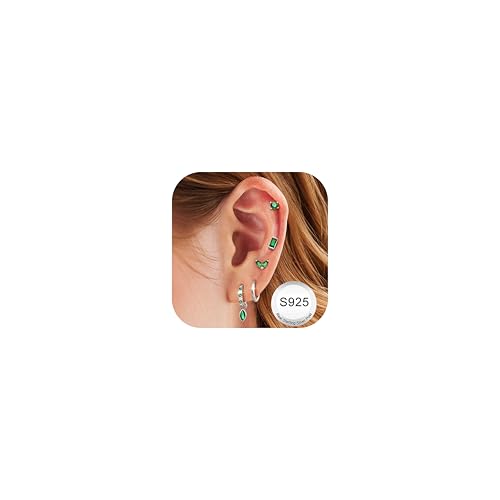 JeweBella 5 Paar Ohrringe Silber 925 für Damen 14 Karat Vergoldete Ohrstecker Silber 925 Creolen Helix Piercing Ohr Gold Hypoallergen Klein Ohrringe Hängend Ohrringe Set für Mehrere Piercings von JeweBella