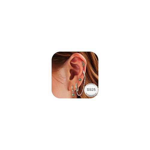 JeweBella 5 Paar Ohrringe Silber 925 für Damen 14 Karat Vergoldete Ohrstecker Silber 925 Creolen Helix Piercing Ohr Gold Hypoallergen Klein Ohrringe Hängend Ohrringe Set für Mehrere Piercings von JeweBella