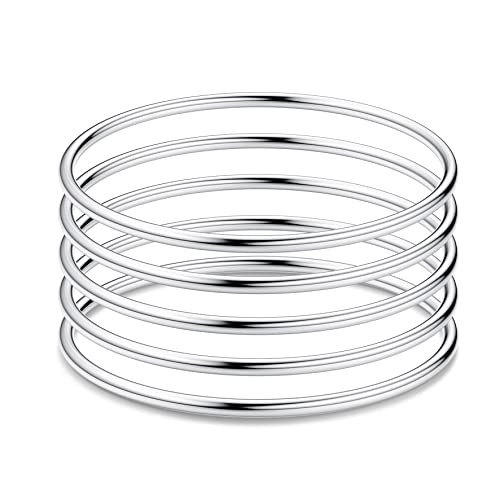 JeweBella 5 Pièces Armreif Armband Damen Edelstahl Dünnes Armreif Stil Glatt Poliert Armband Silber/Gold Stapelbar Armreif Damen Set für Damen Frauen 3MM JeweBella 5 Pièces Armreif Armband Damen Edelstahl Dünnes Armreif Stil Glatt Poliert Armband Silber/Gold Stapelbar Armreif Damen Set für Damen Frauen 3MM von JeweBella