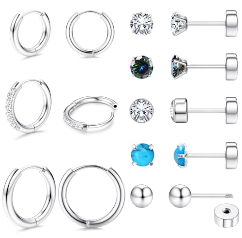 JeweBella 8 Pairs Ohrstecker Creolen Ohrringe Set für Damen Herren Hypoallergen Chirurgenstahl Ohrringe Silber/Gold Medizinische Ohrstecker Helix Piercing Ohr Ohrringe Set für Mehrere Ohrlöcher JeweBella 8 Pairs Ohrstecker Creolen Ohrringe Set für Damen Herren Hypoallergen Chirurgenstahl Ohrringe Silber/Gold Medizinische Ohrstecker Helix Piercing Ohr Ohrringe Set für Mehrere Ohrlöcher von JeweBella