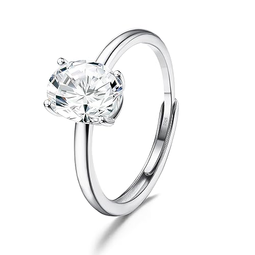 JeweBella 925 Sterling Silber Ringe für Damen Verstellbarer Verlobungsring Eheringe Glänzend Cubic Zirkonia Ring Fingerring Trauringe Engagement Promise Ring für Frauen von JeweBella