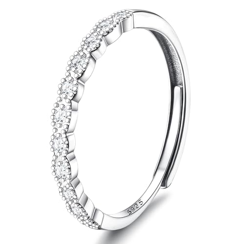 JeweBella Ringe Frauen Silber 925 Verstellbare Ring Damen Silber Zirkonia Ring Verlobungsring Eheringe Trauringe Fingerring Promise Ring Silber 925 Damen Schmuck Geschenke Silber JeweBella Ringe Frauen Silber 925 Verstellbare Ring Damen Silber Zirkonia Ring Verlobungsring Eheringe Trauringe Fingerring Promise Ring Silber 925 Damen Schmuck Geschenke Silber von JeweBella