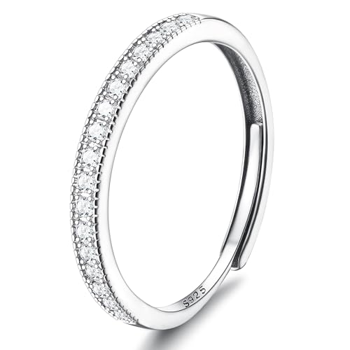 JeweBella Ringe Frauen Silber 925 Verstellbare Ring Damen Silber Zirkonia Ring Verlobungsring Eheringe Trauringe Fingerring Promise Ring Silber 925 Damen Schmuck Geschenke Silber von JeweBella