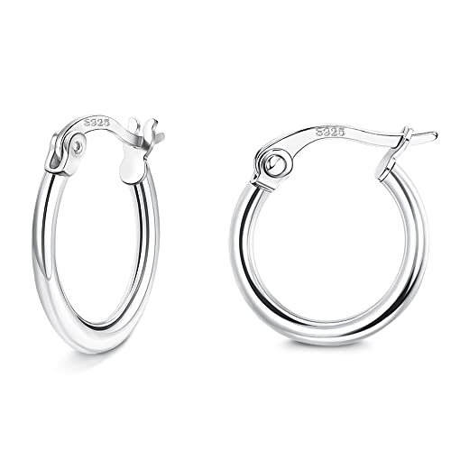 JeweBella Creolen Ohrringe Silber 925 Klein Creolen für Damen Mädchen Sterling Silber Creolen Ohrringe klein Hypoallergen Ohrringe Schlafen kreolen Ohrringe Durchmesser 16mm von JeweBella