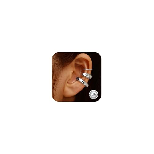 JeweBella Ear Cuff Gold Fake Ohrringe Set für Damen Ohrmanschette Ohrringe Ohne Ohrloch 18K Vergoldet CZ Fake Piercing Helix Conch Knorpel Wrap Ear Cuffs Gold Silber Ohrschmuck Ohne Ohrlöcher von JeweBella
