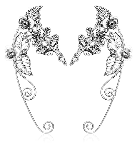 JeweBella Elfen Ohrringe für Damen Elfenohren Manschetten Silber Ohrclips Ohne Ohrlöcher Schmuck Geschenk von JeweBella