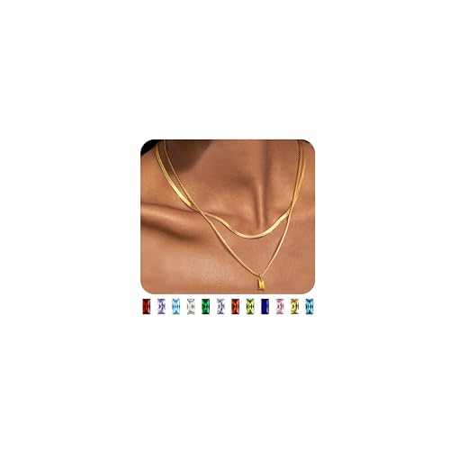 JeweBella 2PCS 14K Vergoldet Edelstahl Kette Damen Gold Schlangenkette Geburtsstein Anhänger Halskette für Frauen Mädchen Smaragd Ruby Set Geschichtet Goldkette Schmuck JeweBella 2PCS 14K Vergoldet Edelstahl Kette Damen Gold Schlangenkette Geburtsstein Anhänger Halskette für Frauen Mädchen Smaragd Ruby Set Geschichtet Goldkette Schmuck von JeweBella