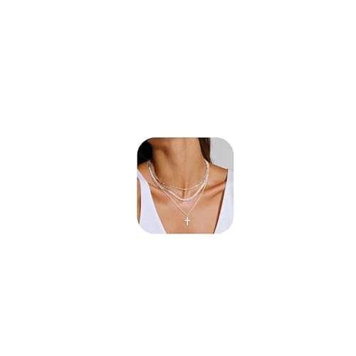 JeweBella 3 PCS Kette Damen 14K Gold Halskette mit Zirkonia Herz Perlen Kreuz Anhänger Kette Gold Damen Silberkette Schlangenkette Edelstahl Choker Kette Goldschmuck mit Geschenk Box JeweBella 3 PCS Kette Damen 14K Gold Halskette mit Zirkonia Herz Perlen Kreuz Anhänger Kette Gold Damen Silberkette Schlangenkette Edelstahl Choker Kette Goldschmuck mit Geschenk Box von JeweBella