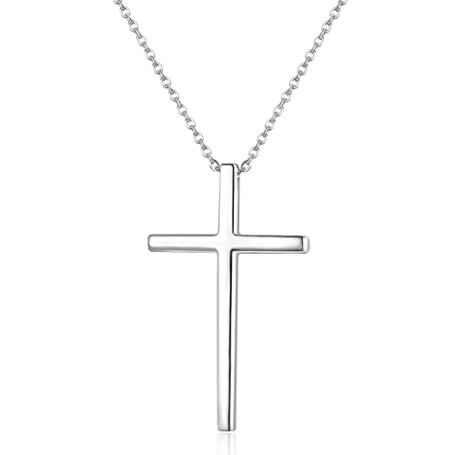 JeweBella Kreuz Kette Damen Silber 925 Kette mit Kreuz Anhänger Sterling Silber Kreuz Halskette Klassisch Verstellbar Kette für Damen Herren Schmuck Geschenk von JeweBella