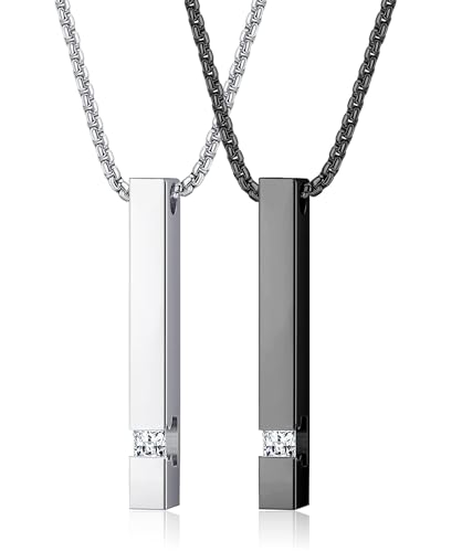 JeweBella 2 Stück Edelstahl Halskette Herren Schwarz Silber Box Kette mit Anhänger Quader Halskette Bar Anhänger Halskette 55CM Kette für Herren Männer Damen Pärchen Kette Schmuck Geschenk JeweBella 2 Stück Edelstahl Halskette Herren Schwarz Silber Box Kette mit Anhänger Quader Halskette Bar Anhänger Halskette 55CM Kette für Herren Männer Damen Pärchen Kette Schmuck Geschenk von JeweBella