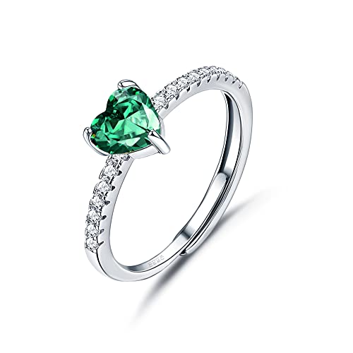 JeweBella Herz Ring Silber 925 für Damen Eleganter Zirkonia Ring Verstellbar Freundschaftsring Trauringe Verlobungsring Eheringe Promise Ring Schmuck Geschenk von JeweBella