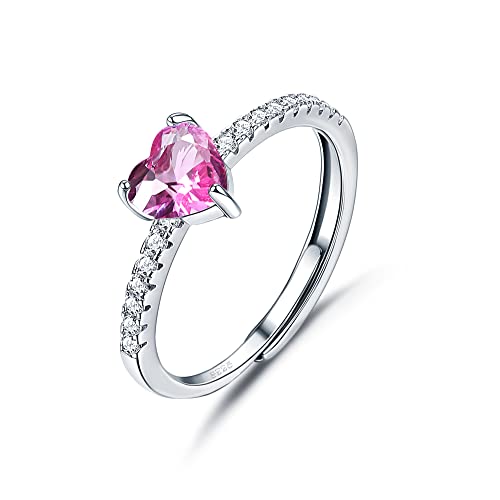 JeweBella Herz Ring Silber 925 für Damen Eleganter Zirkonia Ring Verstellbar Freundschaftsring Trauringe Verlobungsring Eheringe Promise Ring Schmuck Geschenk von JeweBella