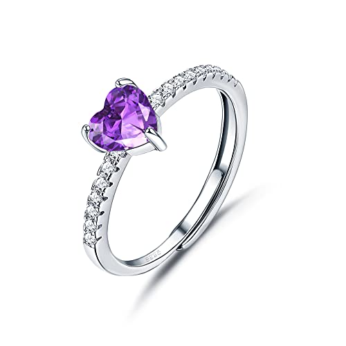 JeweBella Herz Ring Silber 925 für Damen Eleganter Zirkonia Ring Verstellbar Freundschaftsring Trauringe Verlobungsring Eheringe Promise Ring Schmuck Geschenk von JeweBella