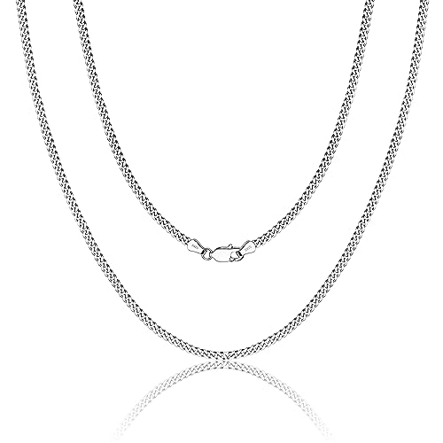 JeweBella Silberkette Damen 925 ohne Anhänger Sterling Silber Panzerkette Halskette 2MM Breit Dünn Kette Damen Silber Länge 40/45/50/55/60/cm von JeweBella