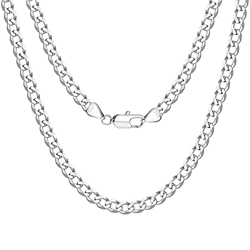 JeweBella Kette Herren Damen 925 Sterling Silber Chain Halskette 3.5MM Breit Panzerkette Herren Länge 40/45/50/55/60/65/70/75CM von JeweBella