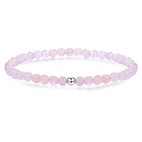 JeweBella Bracelet 4mm Perlenarmband Damen mit 925 Silber Perle Armband Rose Quartz Amethyst Obsidian Mondstein Hämatit Natürliche Edelstein Armband Damen Herren Stretch Facettierte Perlen Armbänder JeweBella Bracelet 4mm Perlenarmband Damen mit 925 Silber Perle Armband Rose Quartz Amethyst Obsidian Mondstein Hämatit Natürliche Edelstein Armband Damen Herren Stretch Facettierte Perlen Armbänder von JeweBella
