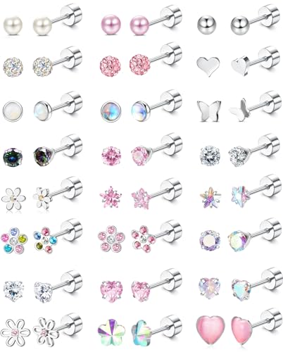 JeweBella 24 Paar Kleine Ohrringe Mädchen Chirurgenstahl Niedliche Zirkonia Herz Blume Schmetterling Perlen Ohrringe Set Mehrfarbige Hypoallergene Ohrstecker für Kinder Damen JeweBella 24 Paar Kleine Ohrringe Mädchen Chirurgenstahl Niedliche Zirkonia Herz Blume Schmetterling Perlen Ohrringe Set Mehrfarbige Hypoallergene Ohrstecker für Kinder Damen von JeweBella