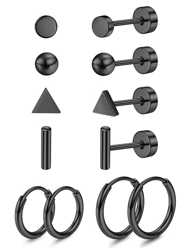 JeweBella 6Paar G23 Titan Ohrringe Damen Herren Kinder Medizinische Ohrstecker Hypoallergen Klein Titan Ohrstecker Set Titan Creolen Gesundheitsstecker Ohrringe Set Piercing Ohr Silber/Gold/Schwarz JeweBella 6Paar G23 Titan Ohrringe Damen Herren Kinder Medizinische Ohrstecker Hypoallergen Klein Titan Ohrstecker Set Titan Creolen Gesundheitsstecker Ohrringe Set Piercing Ohr Silber/Gold/Schwarz von JeweBella