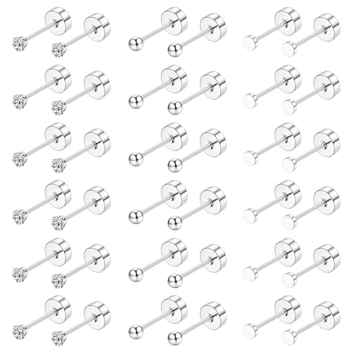 JeweBella 18 Pairs Klein Ohrstecker Chirurgenstahl Hypoallergen Medizinische Ohrstecker Silber Gold Ohrringe Set Piercing Ohr Kugel Runde Zirkon Schlafen Knorpel Ohrringe für Damen Herren 2/3/4MM von JeweBella