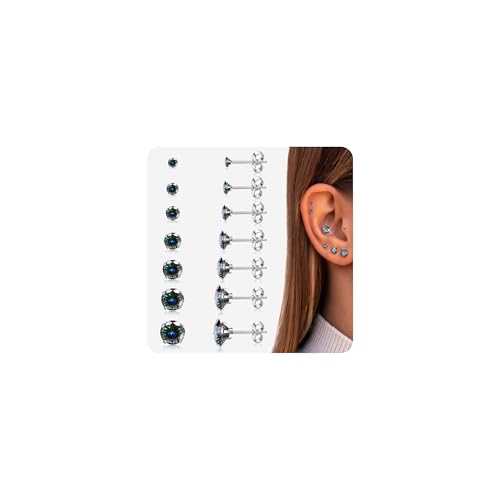 JeweBella 7 Pairs Klein Ohrstecker Chirurgenstahl Hypoallergen Medizinische Ohrstecker Silber Cubic Zirkonia Ohrringe Set Gesundheitsstecker Ohrringe Piercing Ohr Schlafen Knorpel Ohrringe Damen 2-8mm JeweBella 7 Pairs Klein Ohrstecker Chirurgenstahl Hypoallergen Medizinische Ohrstecker Silber Cubic Zirkonia Ohrringe Set Gesundheitsstecker Ohrringe Piercing Ohr Schlafen Knorpel Ohrringe Damen 2-8mm von JeweBella