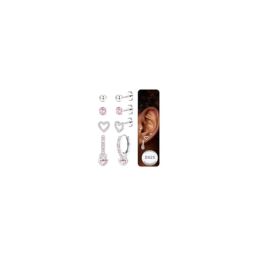 JeweBella Ohrringe Silber 925 Set für Damen 14K Vergoldete Ohrstecker Silber 925 Creolen Helix Tragus Piercing Ohr Gold Hypoallergen Klein Ohrringe Hängend Ohrringe Set für Mehrere Piercings von JeweBella