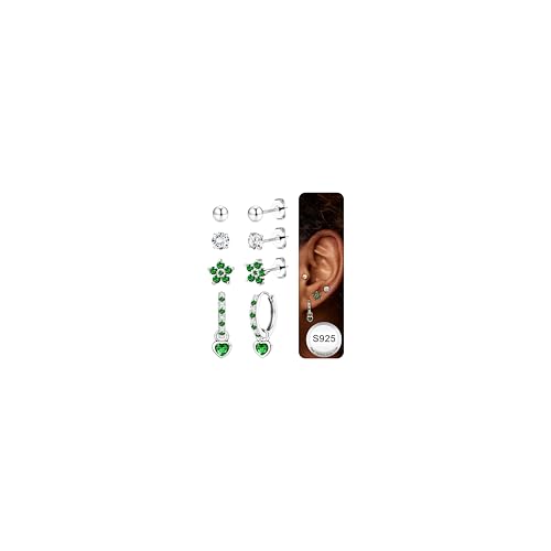 JeweBella Ohrringe Silber 925 Set für Damen 14K Vergoldete Ohrstecker Silber 925 Creolen Helix Tragus Piercing Ohr Gold Hypoallergen Klein Ohrringe Hängend Ohrringe Set für Mehrere Piercings von JeweBella