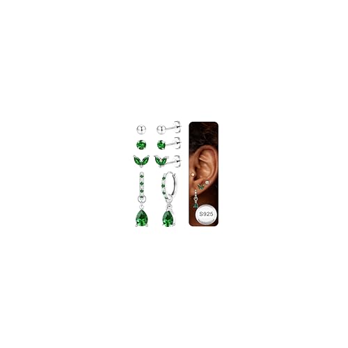 JeweBella Ohrringe Silber 925 Set für Damen 14K Vergoldete Ohrstecker Silber 925 Creolen Helix Tragus Piercing Ohr Gold Hypoallergen Klein Ohrringe Hängend Ohrringe Set für Mehrere Piercings von JeweBella