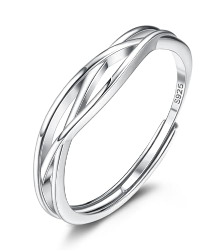 JeweBella Ring Silber 925 Damen Verstellbar Ringe Frauen Stapeln Daumenring Fingerring Eheringe Engagement Promise Ring Verlobungsring Damen Ring Damen Schmuck mit Geschenkkarte JeweBella Ring Silber 925 Damen Verstellbar Ringe Frauen Stapeln Daumenring Fingerring Eheringe Engagement Promise Ring Verlobungsring Damen Ring Damen Schmuck mit Geschenkkarte von JeweBella