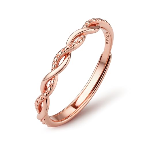 JeweBella Ring Silber 925 Damen Verstellbar Ringe Frauen Stapeln Daumenring Verlobungsring Eheringe Promise Ring Engagement Ringe Fingerring Band Ring Damen Schmuck Gold/Silber/Rosegold von JeweBella