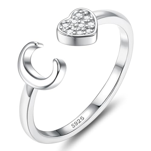 JeweBella Herz Ring Silber 925 Damen mit Buchstaben Verstellbar Ringe Frauen Stapeln Daumenring Fingerring Eheringe Engagement Promise Ring Verlobungsring Initiale A-Z Ring Damen Mädchen mit Box JeweBella Herz Ring Silber 925 Damen mit Buchstaben Verstellbar Ringe Frauen Stapeln Daumenring Fingerring Eheringe Engagement Promise Ring Verlobungsring Initiale A-Z Ring Damen Mädchen mit Box von JeweBella