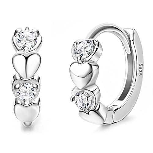 JeweBella 925 Sterling Silber Kleine Creolen Herz für Damen Mädchen Ohrringe Bunt Zirkonia Herz Ohrringe Hypoallergen Sleeper Knorpel Ohrringe Creolen Rosa Lila Blau Weiß für Kinder Frauen JeweBella 925 Sterling Silber Kleine Creolen Herz für Damen Mädchen Ohrringe Bunt Zirkonia Herz Ohrringe Hypoallergen Sleeper Knorpel Ohrringe Creolen Rosa Lila Blau Weiß für Kinder Frauen von JeweBella