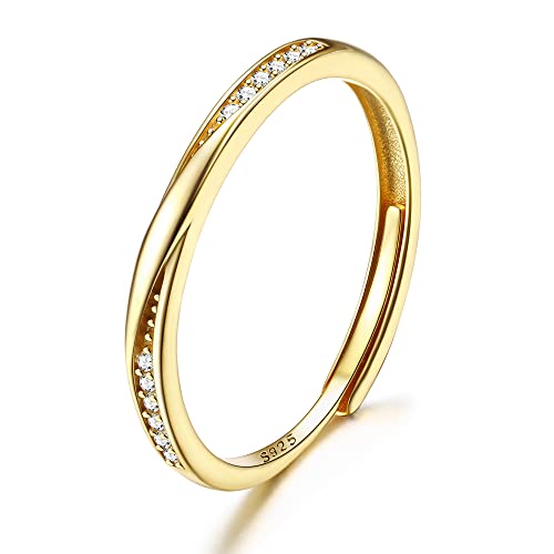 JeweBella 2MM Sterling Silber 925 Ring Damen Verstellbare Fingerring Eheringe Trauringe Engagement Verlobungsring Damen Frauen Zirkonia Promise Ring Schmuck Geschenke Silber/Gold/Roségold JeweBella 2MM Sterling Silber 925 Ring Damen Verstellbare Fingerring Eheringe Trauringe Engagement Verlobungsring Damen Frauen Zirkonia Promise Ring Schmuck Geschenke Silber/Gold/Roségold von JeweBella