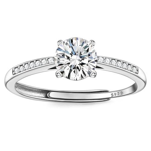 JeweBella Verlobungsring Damen Ring Silber 925 Eheringe Trauringe Hochzeitsringe Engagement Promise Ring Verstellbar 18K Vergoldet Cubic Zirkonia Ringe Frauen Band Ringe Gold Damen Schmuck mit Box von JeweBella