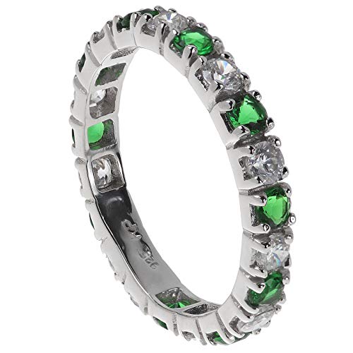 Damen Memory Ring 925 Sterling Silber rhodiniet mit Zirkonia grün 19,1/60 mm Damen Memory Ring 925 Sterling Silber rhodiniet mit Zirkonia grün 19,1/60 mm von Jewei24
