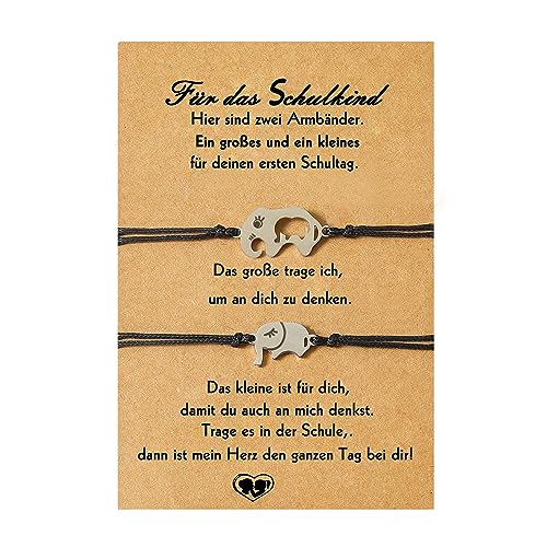 Jeweidea Armband Schulkind Armband Freundschaft Beste Freundin Armband für 2 Mutter Tochter Armband Mädchen Mama Tochter Partnerlook Tochter Geschenke von Mama Schulkind Schwester Geschenk von Jeweidea