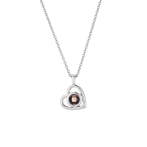 Jeweidea Herz Fotoprojektionskette Halskette Damen Personalisierte Kette mit Foto Projektion Silber Halskette für Frauen Freundin Mutter Schmuck Geschenk Muttertag Jahrestagsgeschenke (Silber) von Jeweidea