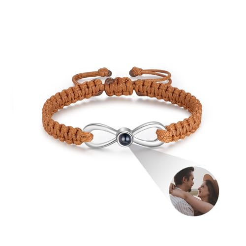 Jeweidea Fotoarmband für Männer Frauen Personalisiertes Projektion Armband mit Foto im Stein Verstellbares Unendlichkeitsarmband für Freundschaft,Paar,Familie,Personalisierte Schmuckgeschenke von Jeweidea