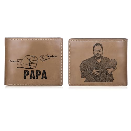 Jeweidea Geldbörse Herren Klein Personalisierte Geldbörse Herren mit Foto Fauststoß Portmonee Herren PU-Leder Geschenk für Papa/Freund/Ehemann Weihnachten Vatertag Personalisierte Geschenke von Jeweidea
