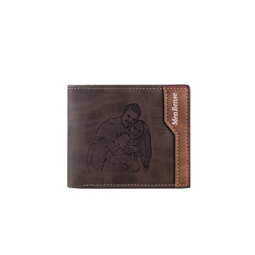 Jeweidea Geldbörse Herren Personalisiert Geldbörse mit Foto PU-Leder Geldbeutel mit Gravur Slim Wallet für Papa Ehemann Sohn Weihnachten Personalisierte Geschenke Vatertagsgeschenke von Jeweidea