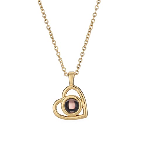 Jeweidea Herz Fotoprojektionskette Halskette Damen Personalisierte Kette mit Foto Projektion Silber Halskette für Frauen Freundin Mutter Schmuck Geschenk Muttertag Jahrestagsgeschenke (Gold) von Jeweidea