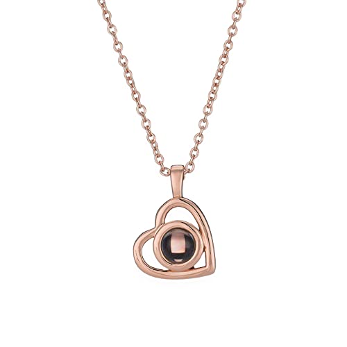 Jeweidea Herz Fotoprojektionskette Halskette Damen Personalisierte Kette mit Foto Projektion Silber Halskette für Frauen Freundin Mutter Schmuck Geschenk Muttertag Jahrestagsgeschenke (Roségold) von Jeweidea