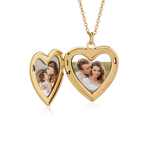 Jeweidea Kette mit Foto Personalisierte Kette Damen mit Gravur Bild Anhänger Edelstahlkette Personalisiertes Geschenk für Männer/Frauen Schmuck von Jeweidea