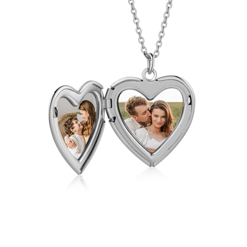 Jeweidea Kette mit Foto Personalisierte Kette Damen mit Gravur Kette mit Bild Anhänger edelstahlkette Personalisiertes Geschenk für Männer/Frauen Schmuck von Jeweidea